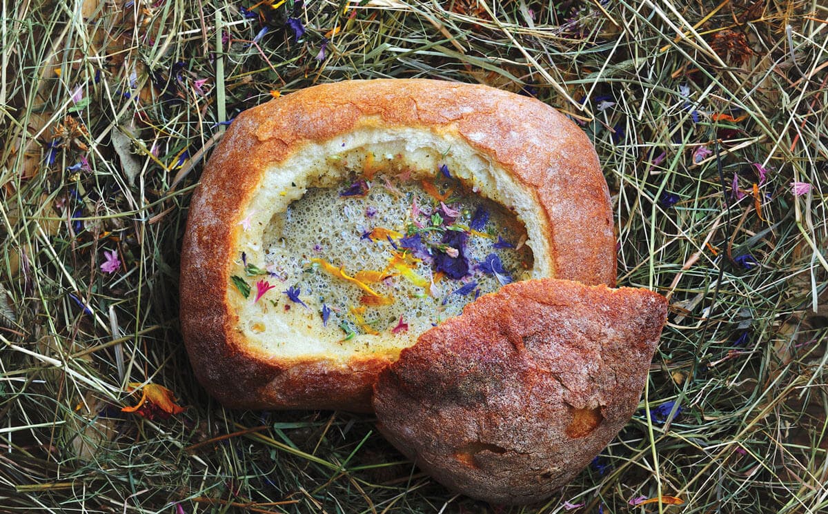 Hay Soup in bread